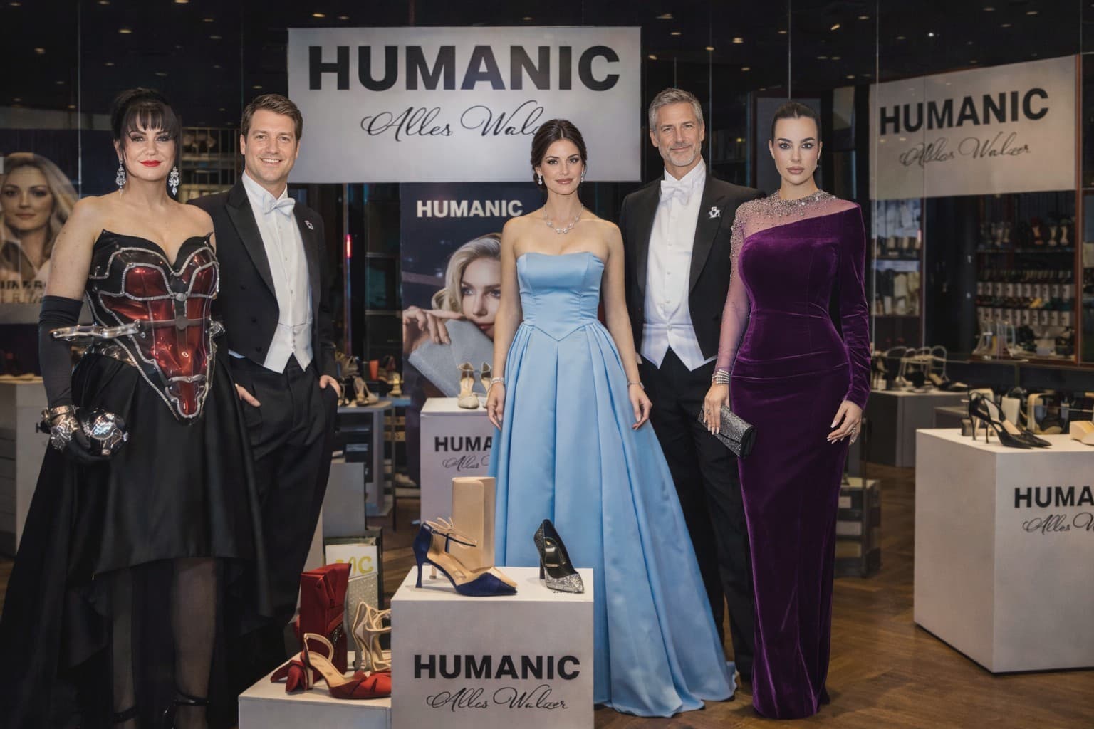 HUMANIC Event „Alles Walzer“ mit Gästen in Ballkleidung vor dem Opernball